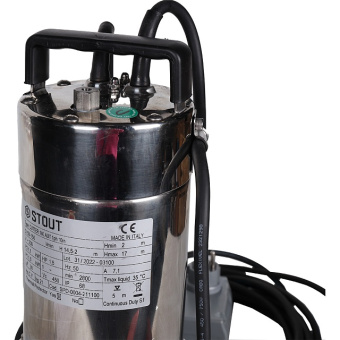 STOUT SPD-0004-211100 Насос дренажный с режущим механизмом, с полавком, корпус-чугун, кабель 10 м, 230V, Q=150 л/мин, H=14,5