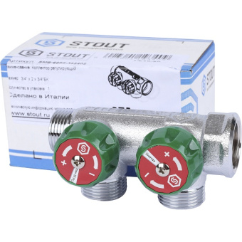 STOUT SMB-6850-343402 STOUT Коллектор регулирующий 3/4", 2 отвода 3/4"ЕК