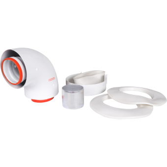 ROMMER RCA-6010-210190 Начальный участок 90 гр. 60/100 (Baxi (кроме ECO Nova/Classic), Ariston, Vaillant, Viessmann, Kiturami, Mizudo, Beretta, Oasis, Wolf, Haier, Tiberis, DeDietrich, Arderia ) хомут в комплекте + втулка D60 L-50