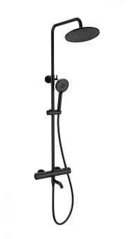 Душевая система с термостатом WONZON & WOGHAND INN 2, Черный матовый (WW-A3006-T1-MB)