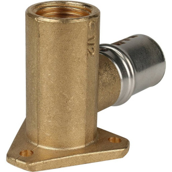 STOUT Угольник настенный с креплением удлинённый 1/2"х20 для металлопластиковых труб прессовой