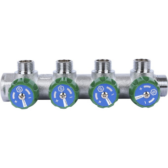 STOUT SMB-6849-341204 STOUT Коллектор регулирующий 3/4", 4 отвода 1/2" плоское уплотнение