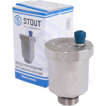 STOUT Воздухоотводчик автоматический вертикальный выпуск, нар.р. 1/2" никель., уплотнительное кольцо - NBR