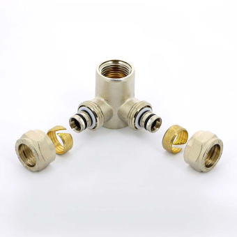 Водорозетка обжим-В трехплоскостная никелированная UNI-FITT 16х1/2"х16