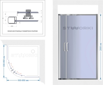Душевой уголок STWORKI Хельсинки DE018RL9595200 95x95 см профиль хром матовый