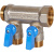 STOUT SMB 6211 341202 STOUT Коллектор с шаровыми кранами 3/4", 2 отвода 1/2" (синие ручки)