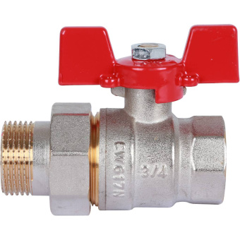 ROMMER Шаровой кран с американкой 3/4" ВН/НР, ручка бабочка