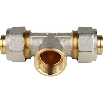 STOUT Тройник-переходник с внутренней резьбой 1"x32 для металлопластиковых труб винтовой