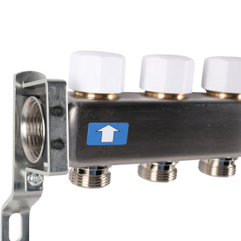 Коллектор без расходомеров, с клапаном, сливом, 12 выходов