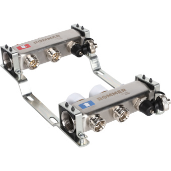 Коллектор без расходомеров, с клапаном, сливом, 2 выхода