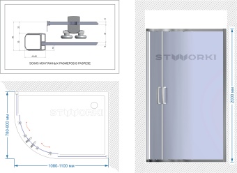 Душевой уголок STWORKI Лунд DE018RBL80110200 110x80 см профиль хром матовый