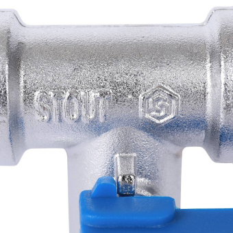STOUT Кран шаровой проходной для стиральных и посудомоечных машин 1/2" х 3/4" х 1/2"