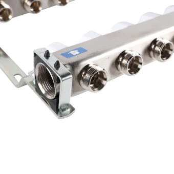 Коллектор без расходомеров, с клапаном, сливом, 8 выходов