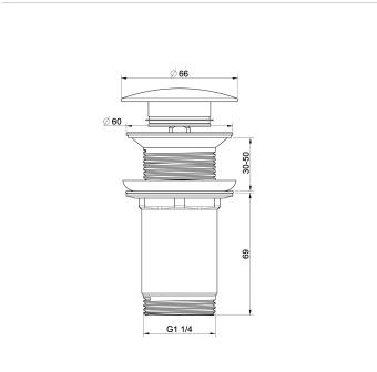 Донный клапан для раковины WONZON & WOGHAND, Черный матовый (WW-88SS09-MB)