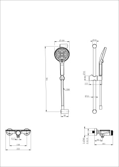 Смеситель для душа с гарнитуромWONZON & WOGHAND ClickPlate, Черный матовый (WW-B2052-A-MB)