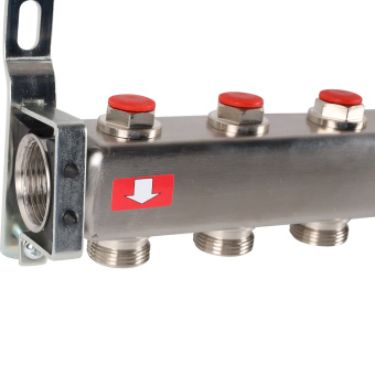 Коллектор без расходомеров, с клапаном, сливом, 11 выходов