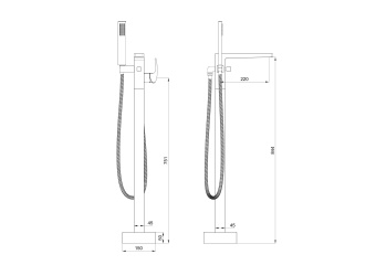 Смеситель для ванны напольного монтажа WONZON & WOGHAND FIT, Брашированное золото (WW-88649009- BG)