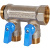 STOUT SMB 6211 341202 STOUT Коллектор с шаровыми кранами 3/4", 2 отвода 1/2" (синие ручки)
