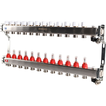 Коллектор с расходомерами, с клапаном, сливом, 12 выходов