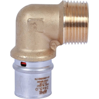 STOUT Угольник-переходник с наружной резьбой 1"х26 для металлопластиковых труб прессовой