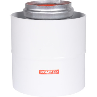ROMMER RCA-6010-210100 Начальный участок вертикальный коакс. 60/100 (Baxi (кроме ECO Nova/Classic), Ariston, Vaillant, Viessmann, Kiturami, Mizudo, Beretta, Oasis, Wolf, Haier, Tiberis, DeDietrich, Arderia ) хомут в комплекте + втулка D60 L-50