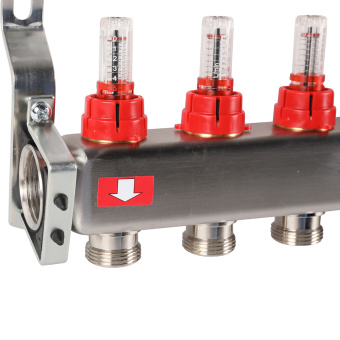 Коллектор с расходомерами, с клапаном, сливом, 10 выходов