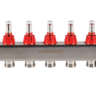 Коллектор с расходомерами, с клапаном, сливом, 6 выходов