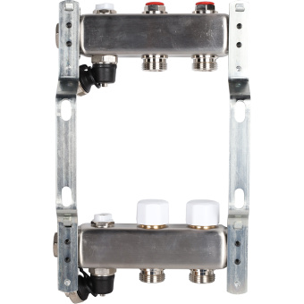Коллектор без расходомеров, с клапаном, сливом, 2 выхода