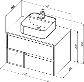 Тумба с раковиной STWORKI Карлстад 75 дуб рустикальный, роверелла