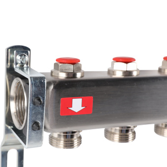 Коллектор без расходомеров, с клапаном, сливом, 8 выходов