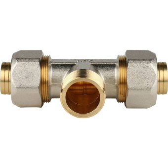 STOUT Тройник-переходник с наружной резьбой 1"x32 для металлопластиковых труб винтовой