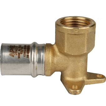 STOUT Угольник настенный с креплением короткий 1/2"х20 для металлопластиковых труб прессовой