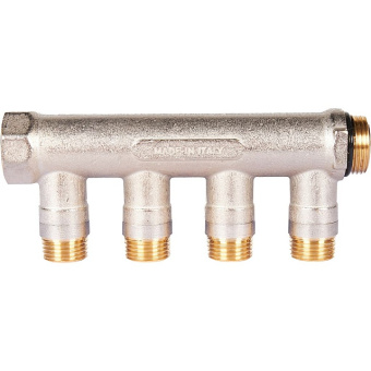 STOUT SMB 6211 341204 STOUT Коллектор с шаровыми кранами 3/4", 4 отвода 1/2" (синие ручки)