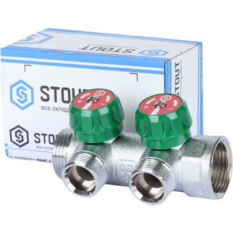 STOUT SMB-6850-013402 STOUT Коллектор регулирующий 1", 2 отвода 3/4" ЕК