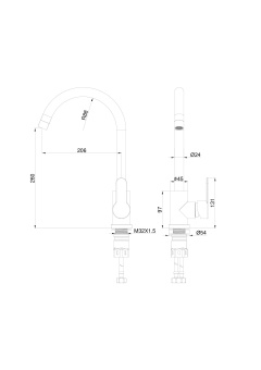 Смеситель для кухни WONZON & WOGHAND, Белый матовый (WW-AE4554-MW)