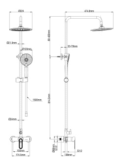 Душевая система WONZON & WOGHAND, Черный матовый (WW-B2166-A-MB)