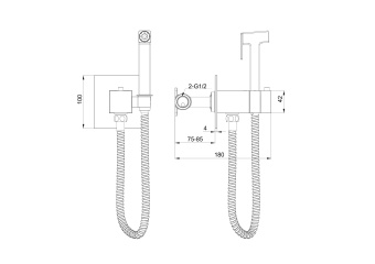 Смеситель с гигиеническим душем и термостатом, встраиваемая WONZON & WOGHAND, Хром (WW-88829910-CR)