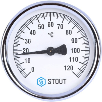 STOUT SIM-0004 Термометр биметаллический накладной с пружиной. Корпус Dn 80 мм, 0...120°С, 1"-2"