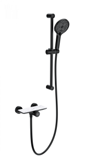 Смеситель для душа с гарнитуромWONZON & WOGHAND ClickPlate, Черный матовый (WW-B2052-A-MB)