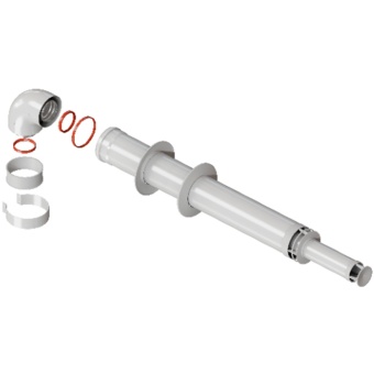 ROMMER RCA-6010-211000 Комплект дымохода АНТИЛЕД 60/100 - 1000мм (Baxi (кроме ECO Nova/Classic), Viessmann, Kiturami, Mizudo, Beretta, Oasis, Wolf, Tiberis, DeDietrich ) хомут в комплекте