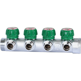 STOUT SMB-6849-011204 STOUT Коллектор регулирующий 1", 4 отвода 1/2" плоское уплотнение