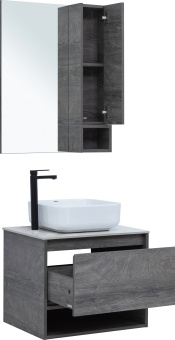 Тумба с раковиной STWORKI Карлстад 60 дуб рошелье, монте тиберио, с отверстием под смеситель в столешнице