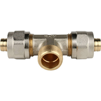 STOUT Тройник-переходник с наружной резьбой 1/2"х16 для металлопластиковых труб винтовой