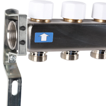 Коллектор без расходомеров, с клапаном, сливом, 6 выходов