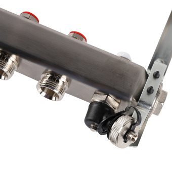 Коллектор без расходомеров, с клапаном, сливом, 11 выходов