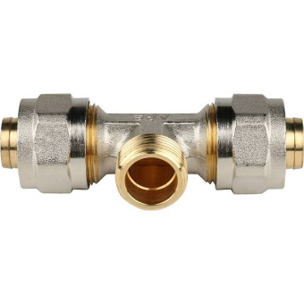 STOUT Тройник-переходник с наружной резьбой 1/2"х20 для металлопластиковых труб винтовой