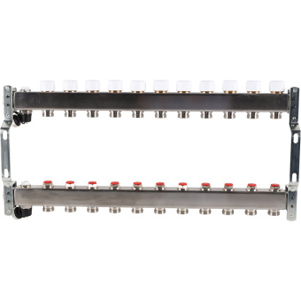 Коллектор без расходомеров, с клапаном, сливом, 11 выходов