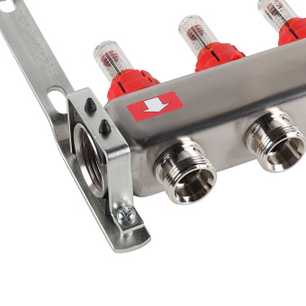 Коллектор с расходомерами, с клапаном, сливом, 6 выходов