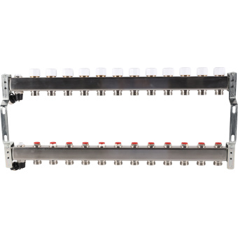 Коллектор без расходомеров, с клапаном, сливом, 12 выходов