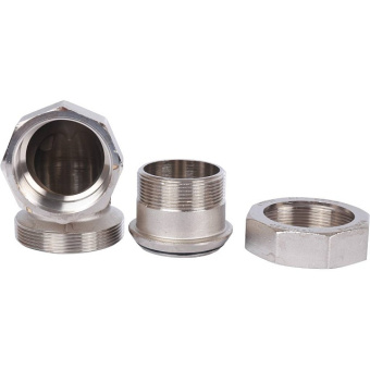 STOUT Разъемное угловое соединение "американка" ВН, уплотнение под гайкой o-ring кольцо, никелированное 2"